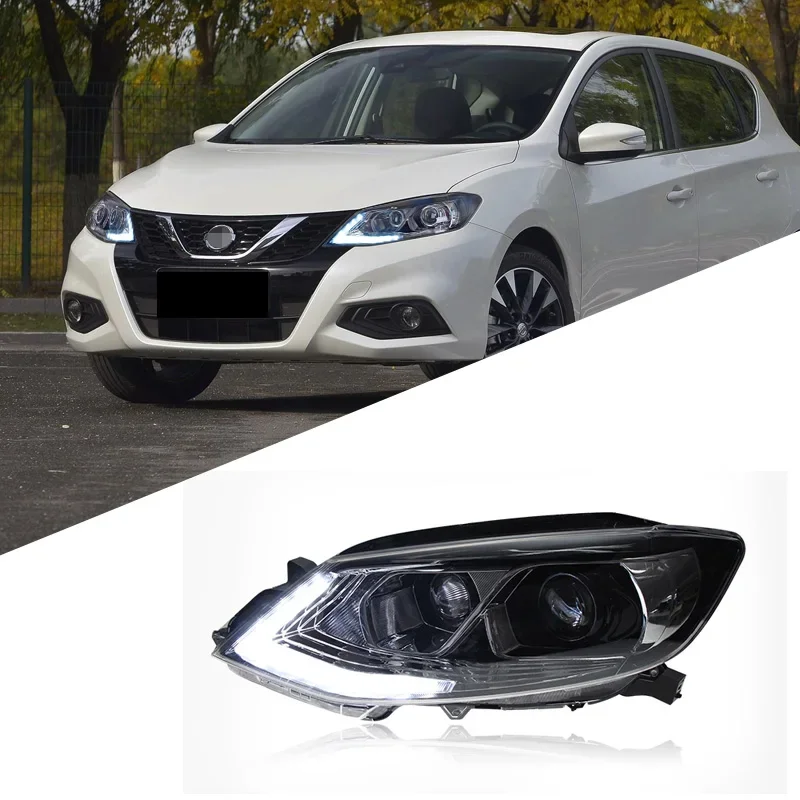

Подходит для фар Nissan Tiida 2016-2019, новая сборка, модифицированные высококачественные светодиодные дневные ходовые огни, стример, поворотники