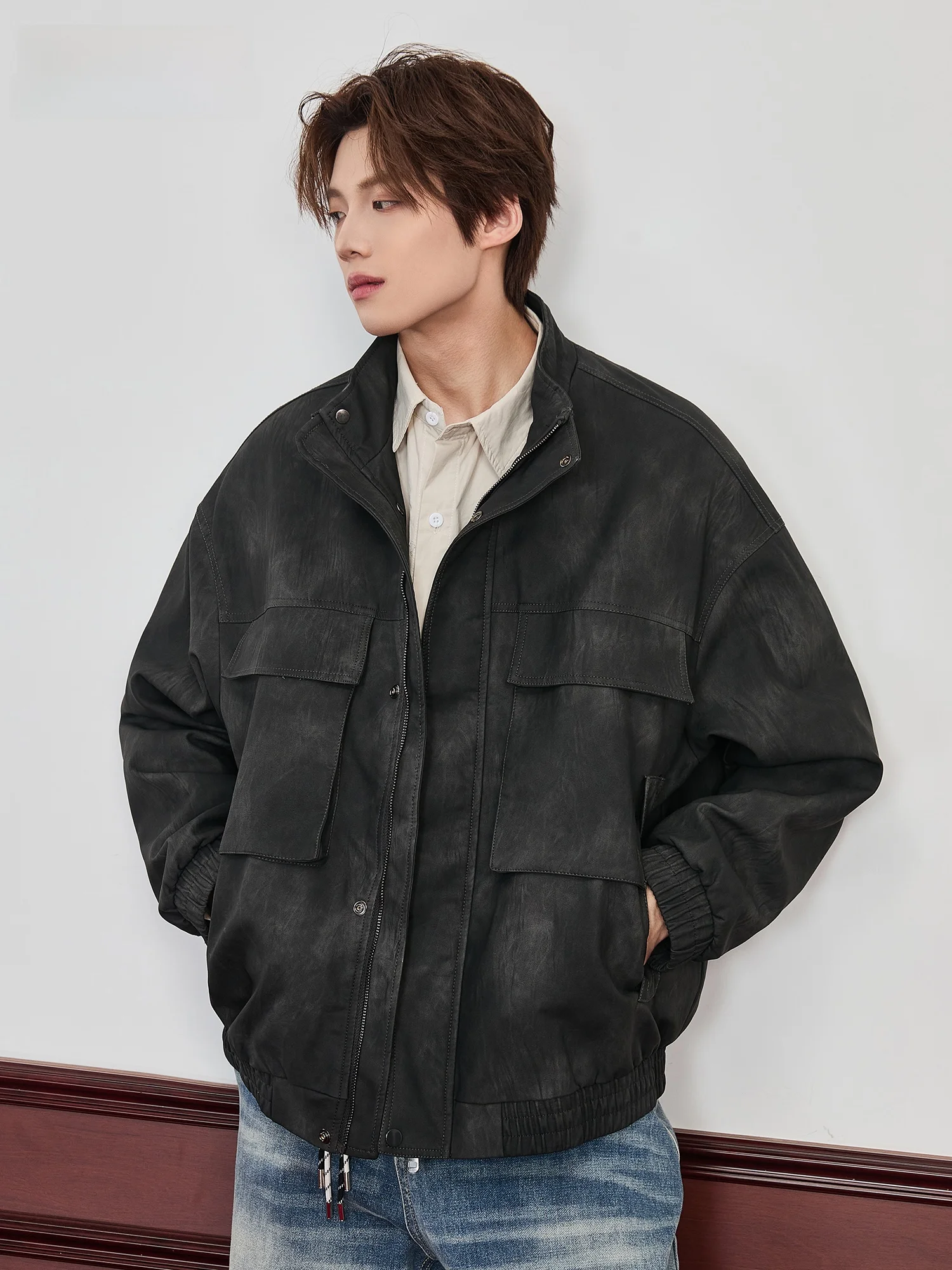 

Mark Fairwe Men's Leather Jaet 2025 New Autumn Winter Faion Brand American Vintage Design Heavyweight Motorcycle Stand...