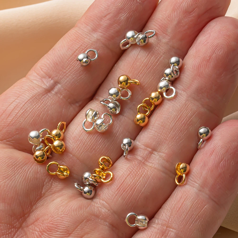 10/20 Pcs 18K Gold Plated Crimp End Beads Cover Tip Ball Chain Connector For DIY Bracelets Jewelry Making Supplies Accessories view 6