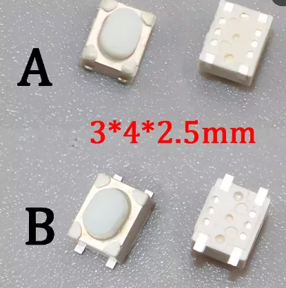 SMD 4Pin 3X4X2.5MM White Tactile Tact Push Button Micro Switch Momentary 3*4*2.5 mm