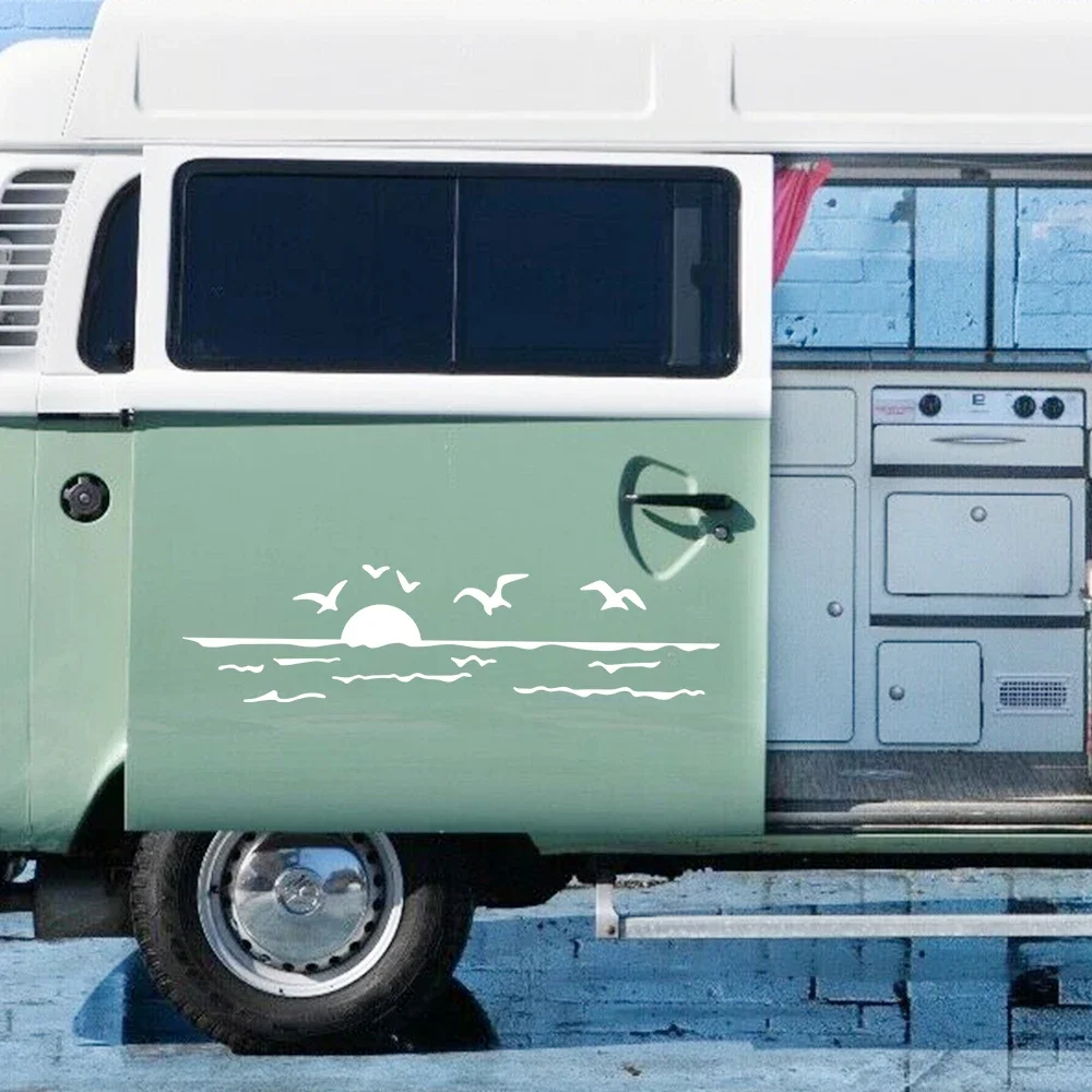 ملصقات ديكور إبداعية لشروق الشمس للسيارة ، شارات فينيل لشاحنة التخييم ، الحافلة ، القافلة ، منزل متنقل ، سيارة دفع رباعي ، شاحنة صغيرة ، بضائع ، قافلة ، ضبط تلقائي