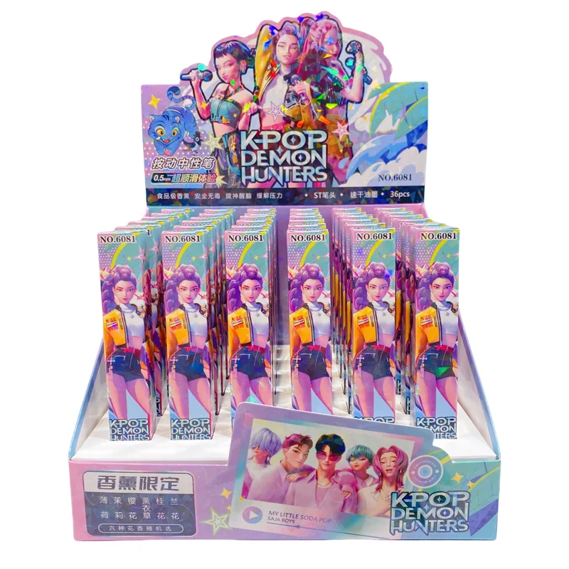 

9/18/36 шт. KPop Demon Hunters черная гелевая ручка слепая коробка студенческая ручка для письма аниме фигурка канцелярские принадлежности учебные принадлежности подарок 0,5 мм
