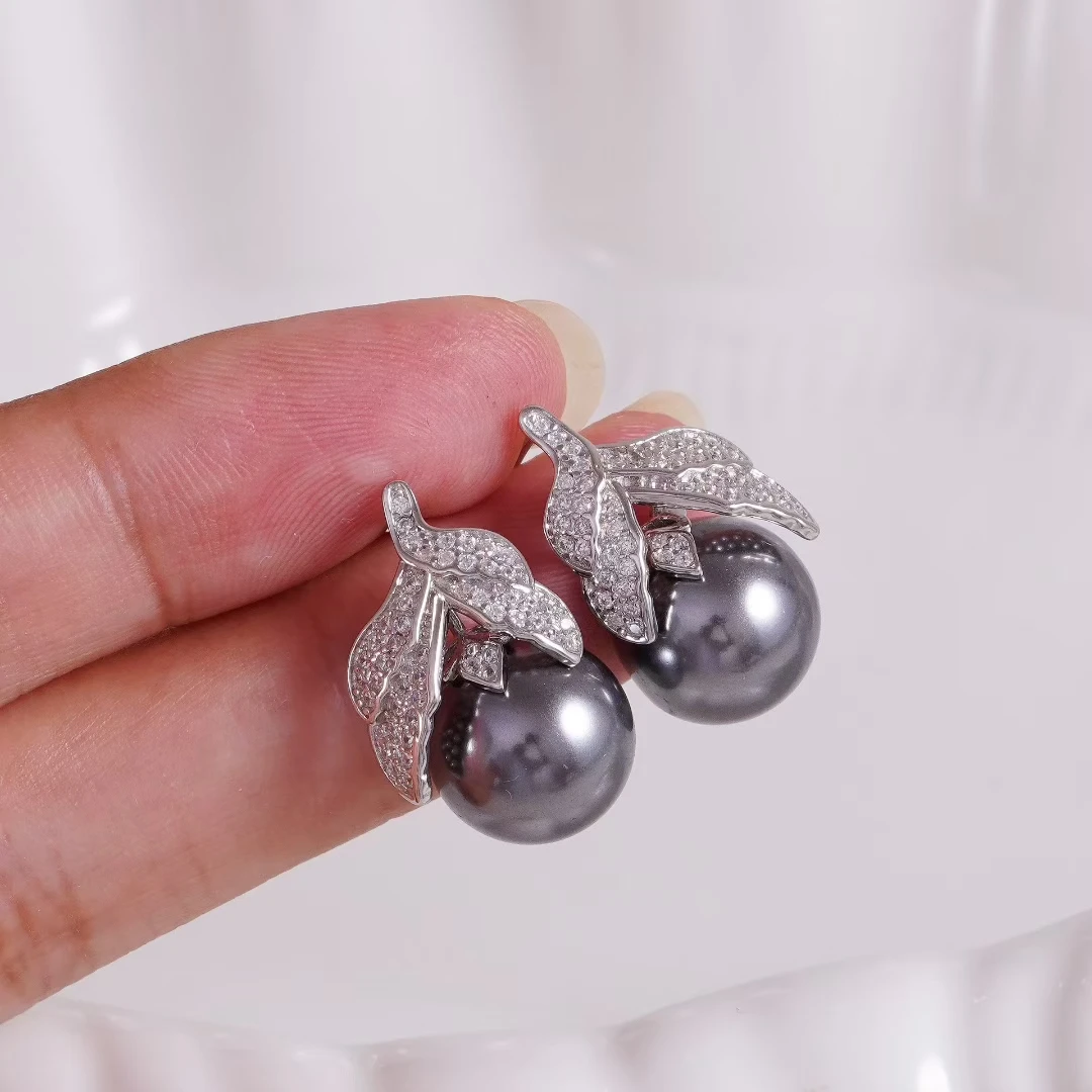 

S925 Sterling Silver Earrings Base Findings Mountings Jewelry Mounts Fittings Accessories for 11-12mm Pearls 3 pairs/lot