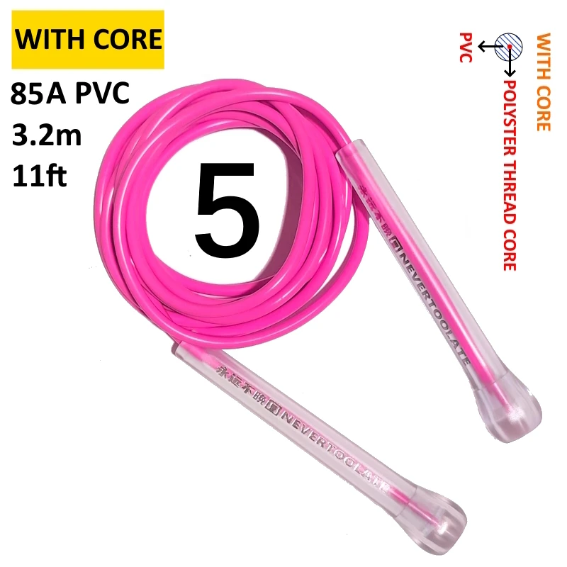 Pvc 85A jump skip rope FOR normal temperature above 20℃  10.5ft 3.2 meters abs handle 5mm solid  boxing fitness crossfit HIIT