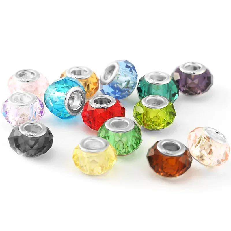 Cuentas de cristal multicolores para mujer y niña, abalorios de 5 piezas chapados en plata 925, compatibles con pulsera Pandora original, collar, llavero, joyería