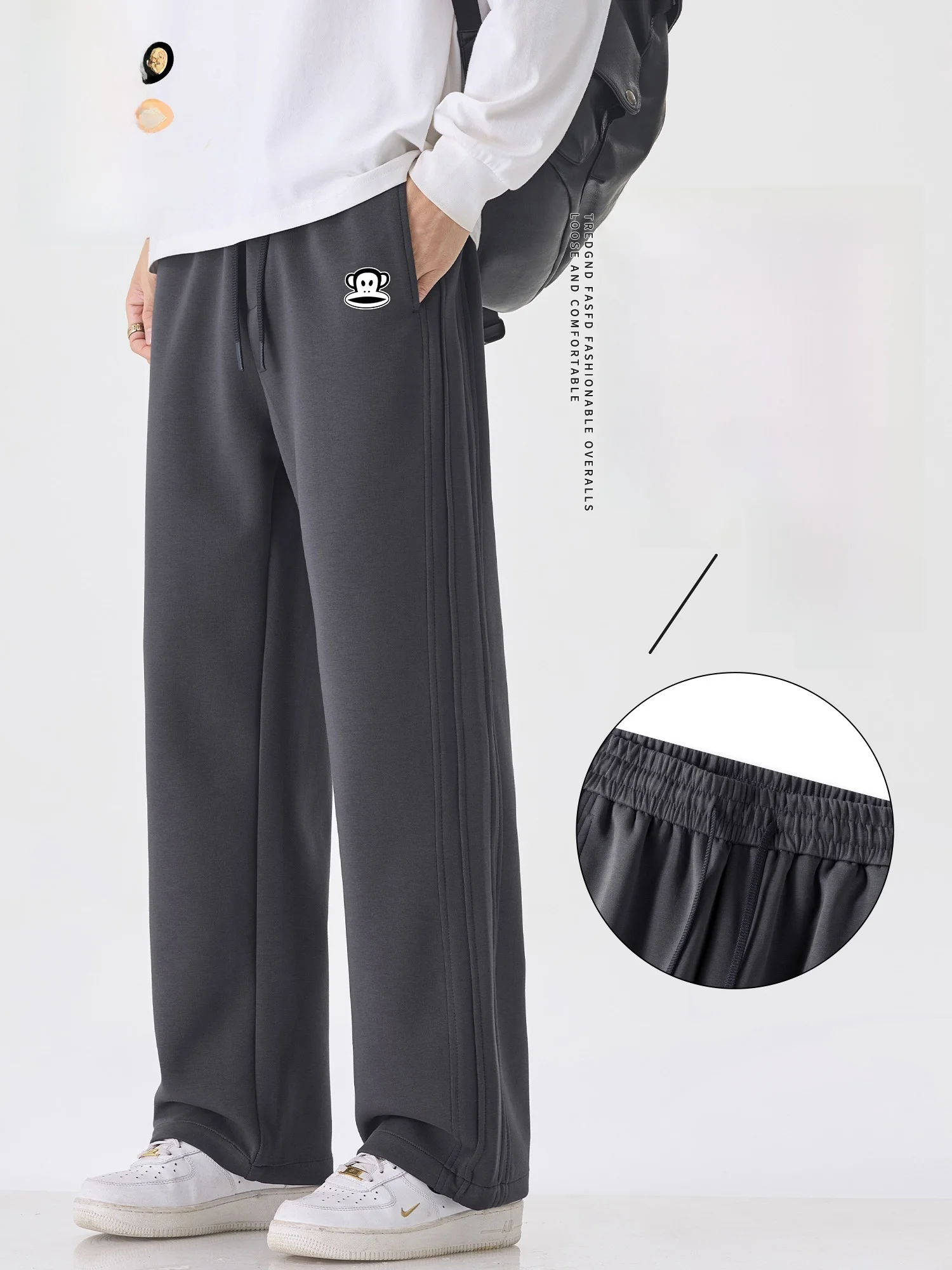 

Мужские повседневные брюки Paul Frank свободного прямого кроя, американские спортивные брюки с широкими штанинами, осенняя новинка, комфортные, из смесового хлопка