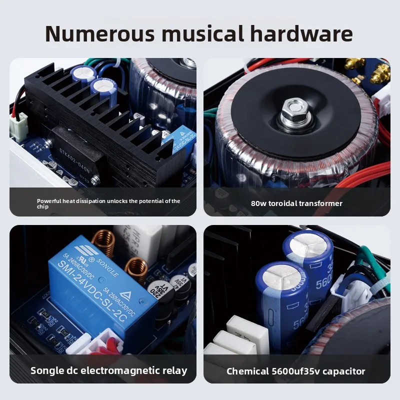 BRZHIFI PA‑402FT Power Amplifier, Bluetooth Connectivity, Home Audio Output Equipment