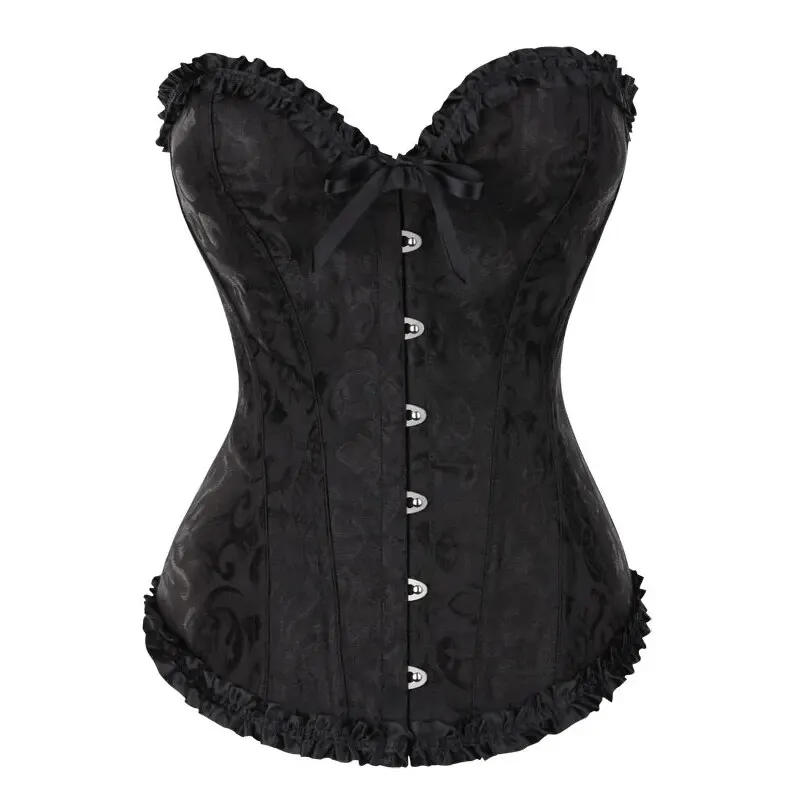 YBFDO Corsetti sexy da donna Bustini Top in pizzo floreale Shapewear Burlesque Corsetto vintage Lingerie in raso gotico Corsetto Overbust