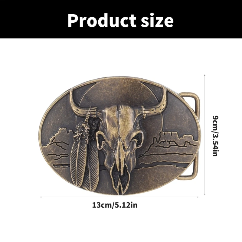 Ethnic Carved Head Buckle for Men Women Belt Metallic Belt Buckle Western Buckle for Jeans Pants Belt Accessories K3KF