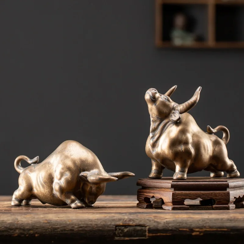 السيراميك فنغشوي الجاموس الحلي الصغيرة لجذب الثروة النمط الصيني ديكور المنزل سطح المكتب هدايا زودياك الثور #3
