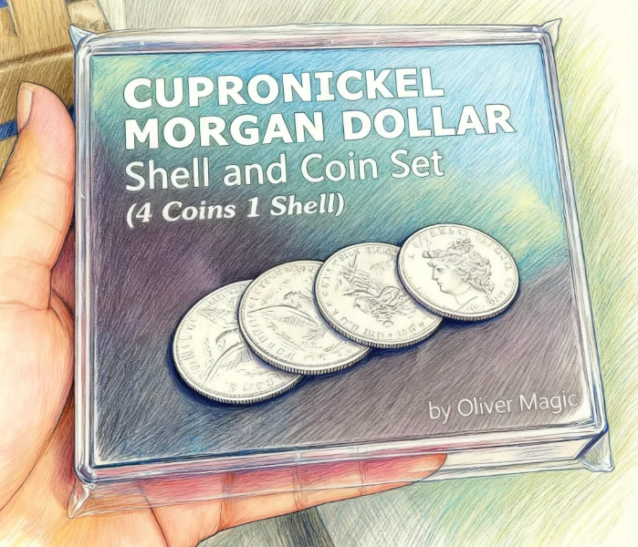 

Волшебный набор монет Cupronickel Morgan Dollar Coin Classic Coin Vanish и производственный трюк с 4 монетами и 1 волшебным трюком в виде ракушки крупным планом