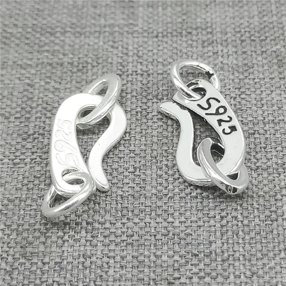 2 Pieces of 925 Sterling Silver Hook Clasps with Closed Jump Rings for Bracelet Necklace