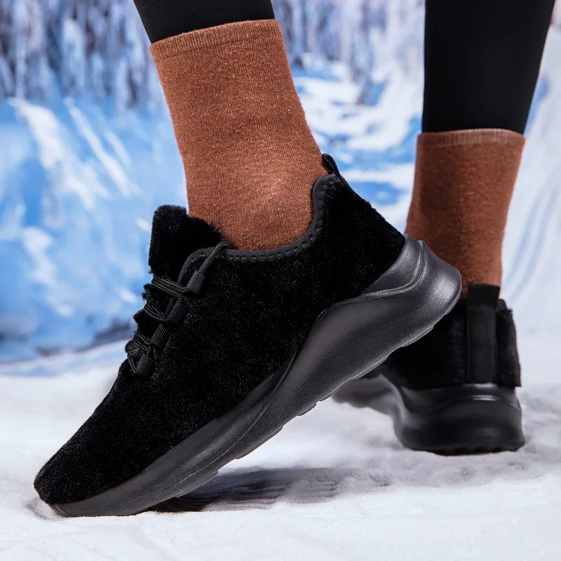 

Men's Ultra-Light Flexible Winter Sneakers Comfort Anti-Slip Indoor Outdoor Walking Shoes Warm Plush Winter Flats Casual Shoes