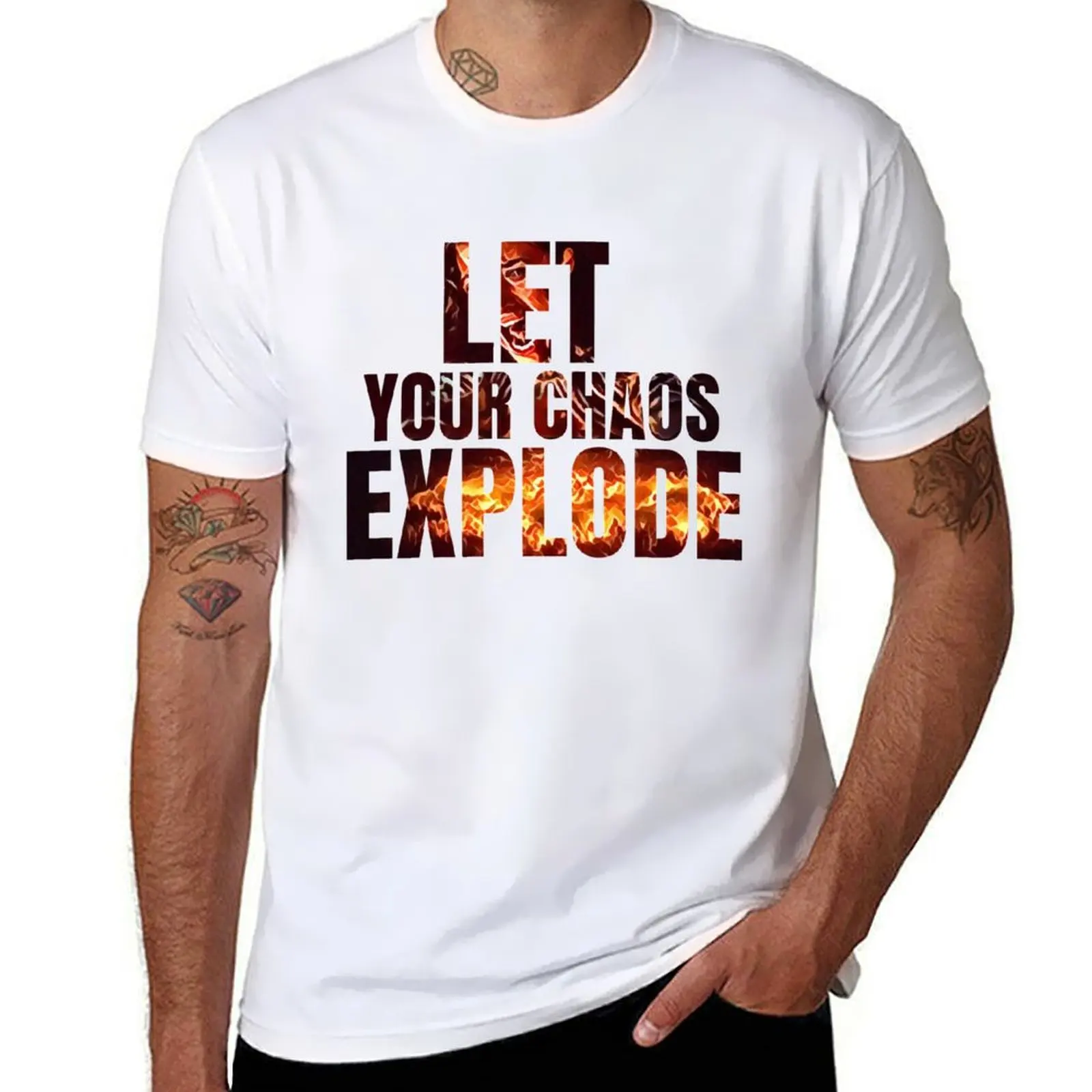 

Let Your Chaos Explode - Yen - Typography T-Shirt valentines boutique clothes Anime t-shirt Men's t-shirt