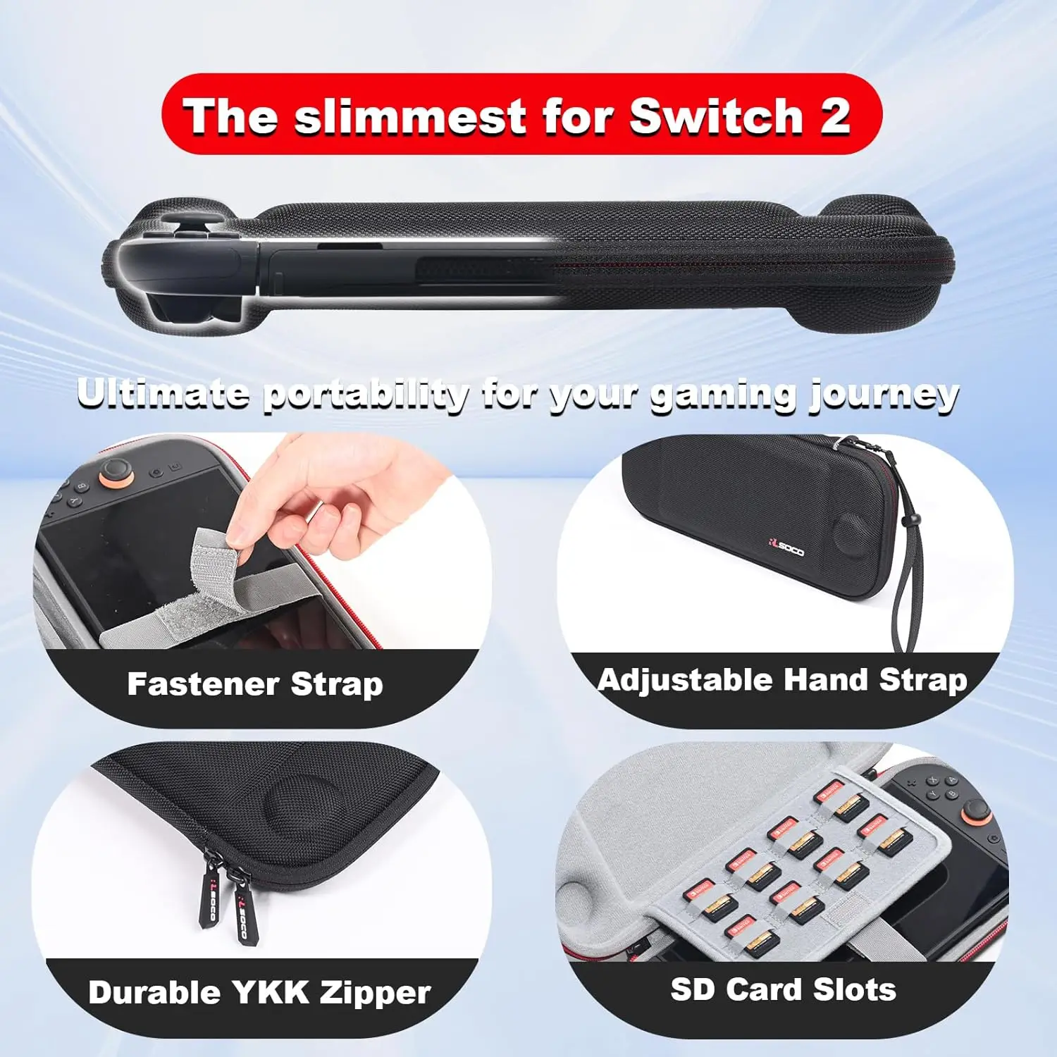 

RLSOCO Nintendo Switch 2 Case, Hard Case for Nintendo Switch 2 Game Console with 8 Game Card Slots