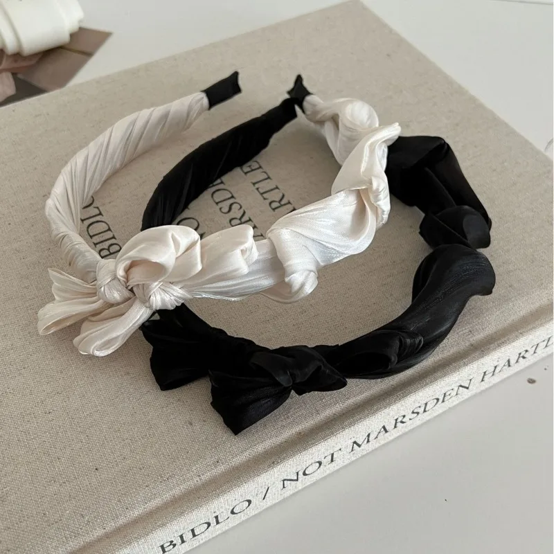 White Bowknot Headbands Hair Hoop Hair Bands for Women Sweet Girls Solid Color Headband Korean Fashion Hair Accessories Headwear