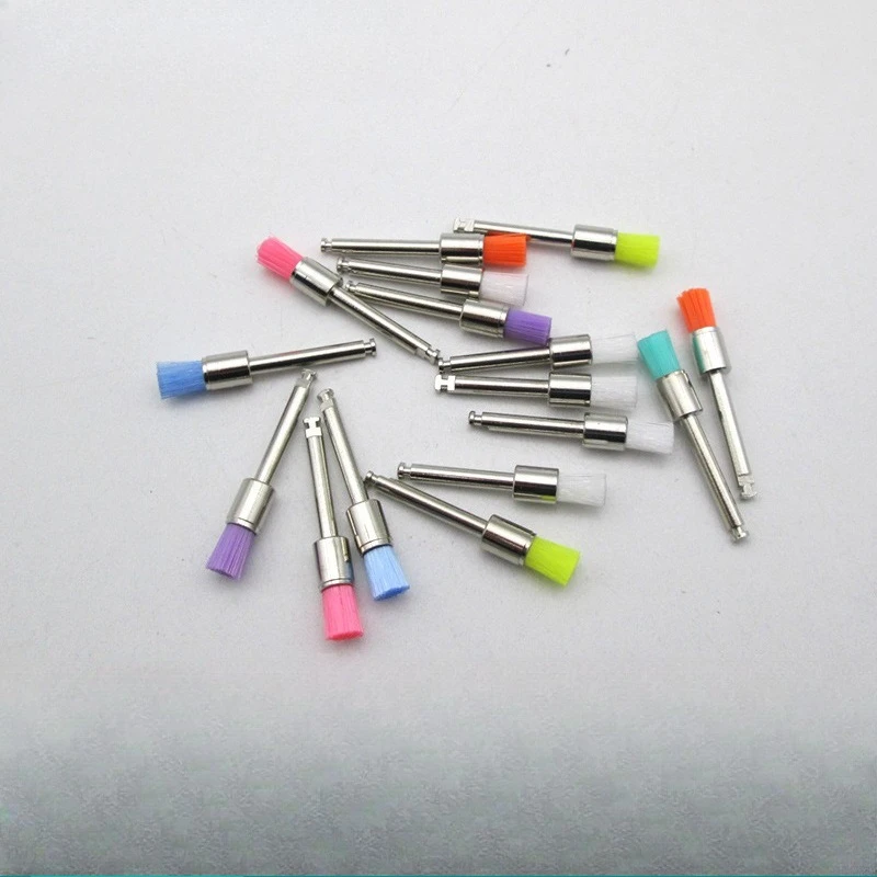 Dental Consumables Pointed Polishing Brushes for Tooth Cleaning Dental Polishing Cups and Flat-head Polishing Brushes (colored)