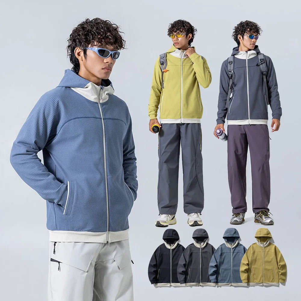 Sweatshirt Coat Men Loose Casual Outdoor Hiking Sport Hoodie Jacket City Walk Track Hooded Sweatshirts Coat Spring Autumn Tops