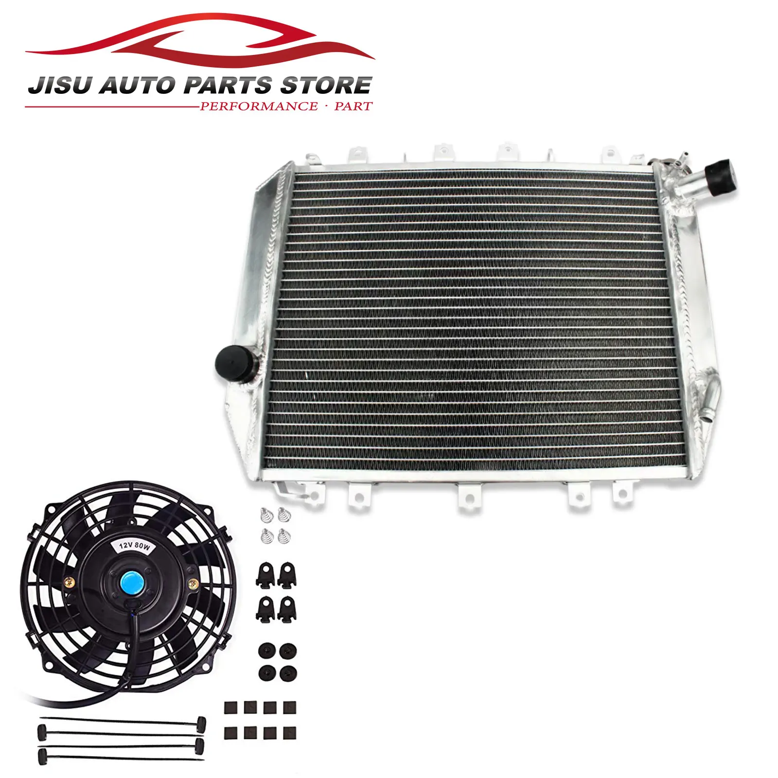 Aluminum Radiator + Fan for Kawasaki Ninja ZX-12R ZX-12 ZX1200 2002-2005 2003 2004