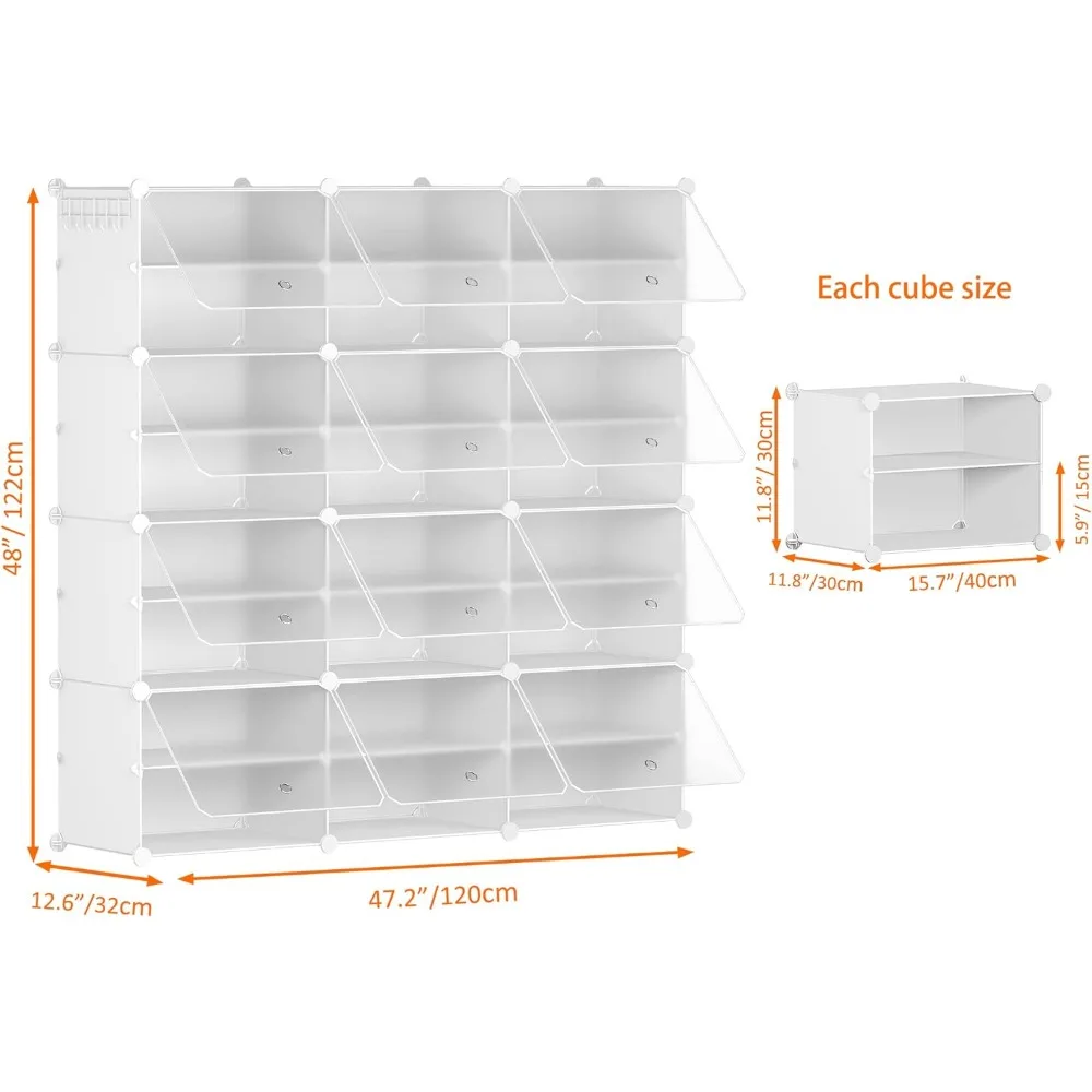 Shoe Storage, 8-Tier Shoe Rack Organizer for Closet 48 Pair Shoes Shelf Cabinet for Entryway, Bedroom and Hallway