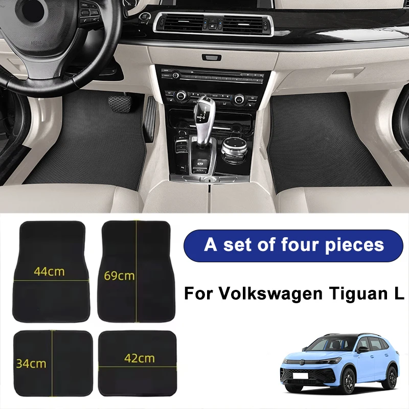 

For Volkswagen Tiguan L Car Floor Mats Black Non-Slip 4Pcs Front & Rear Foot Mats Carpets Rugs Auto Interior Accessories