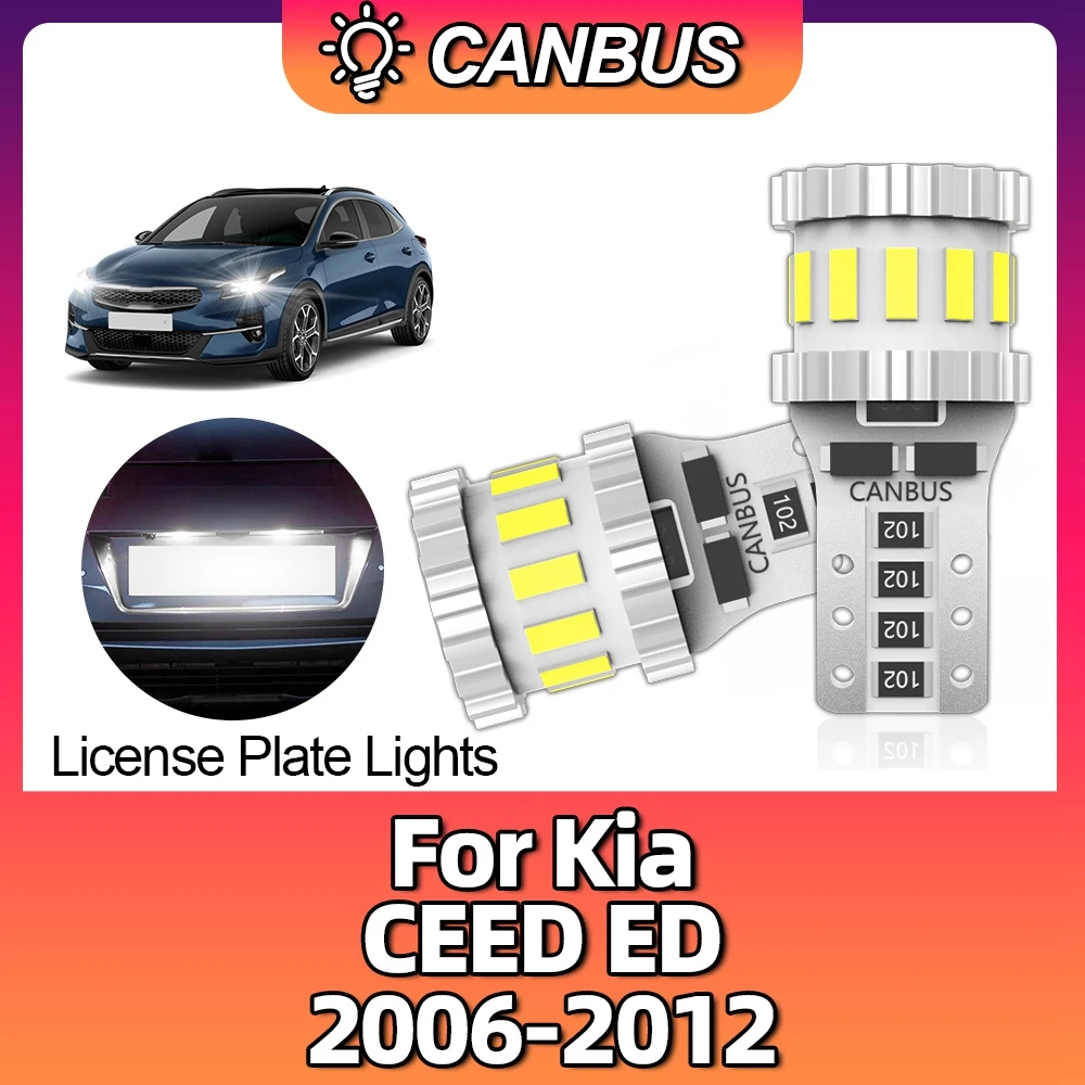 2pcs T10 Led Lights 194 168 W5W Bulb Canbus Error Free License Plate Map Lamp For Kia CEED ED 2006 2007 2008 2009 2010 2011 2012