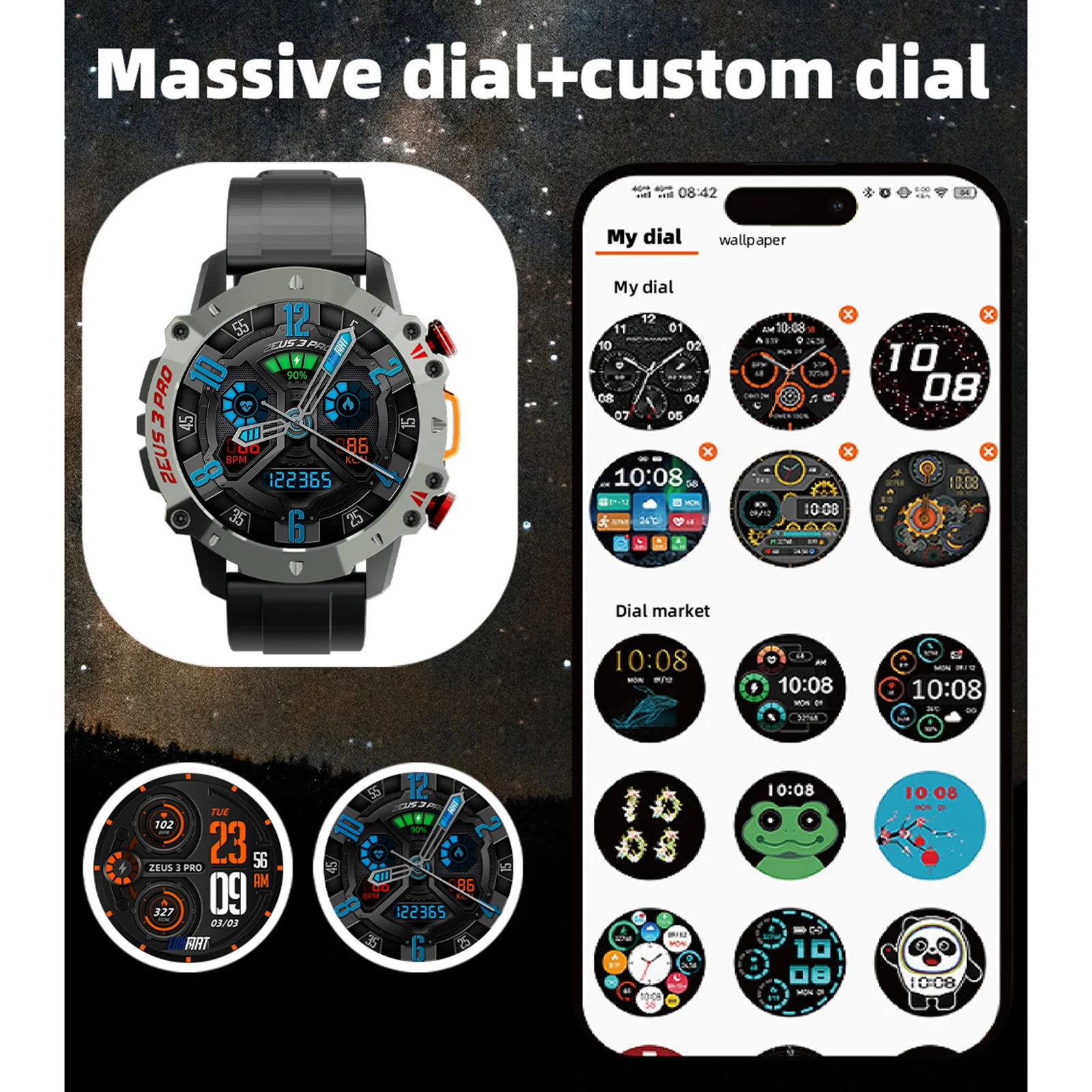 LOKMAT ZEUS 3 PRO Smart Watch 1.39” IP67 Waterproof BT Call Watch Blood Oxygen/Pressure Monitoring Remote Photography Smartwatch