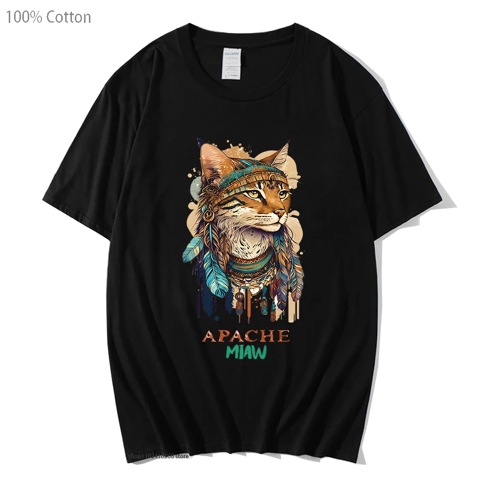 

Cat Miaw Graphic T Shirts for Men Apache Clothes Vintage T Shirt 100%Cotton Summer Clothes Women O-Neck Casual Cute Anime Tshirt