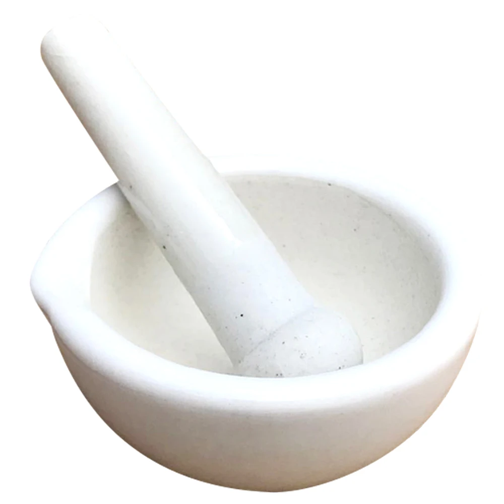 White Granite Mortar & Pestle Natural Stone Grinder for Spices, Seasonings, Pastes, Pestos and Guacamole 90mm-Dia