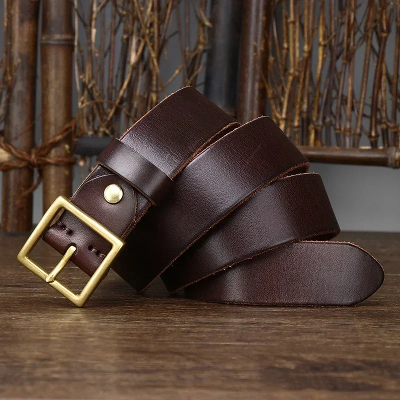3,3 CM Reine Rindsleder Echtes Leder für Männer der Frauen Hohe Qualität Jeans Messing Schnalle Gürtel Cowboy Mode Designer Passenden gürtel