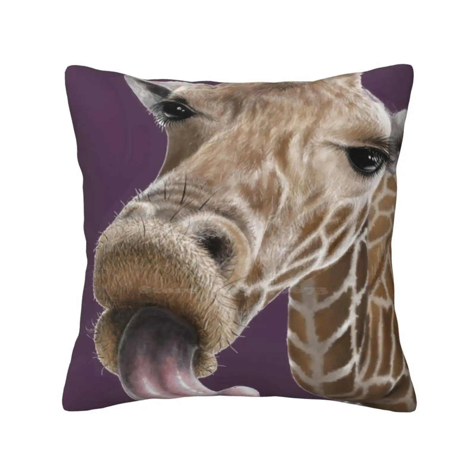 Give Me A Kiss Throw Cushion Pillow Cover Giraffe Animal Zoo Ongulidé Mammal Nature Retention Language Bis Beak Kiss Horn Tail