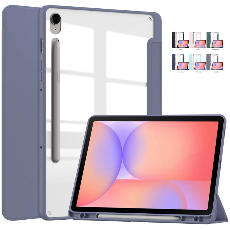 For Samsung Tab S10 Lite Case with Pen Holder Trifold Acrylic Hard Back Smart Magnetic Cover For Galaxy Tab S10 Lite Case 10.9