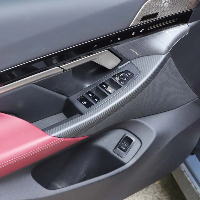 ألياف الكربون الحقيقية 2 قطعة لسيارات BMW 5 Series G60 2024 + زجاج السيارة رفع الإطار الخارجي لوحة ملصقات الزخرفية الملحقات الداخلية