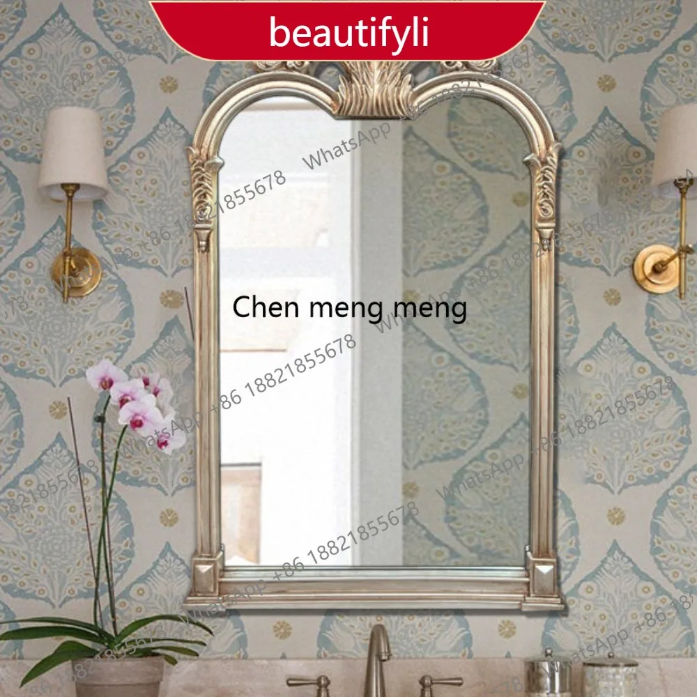 M02 French bathroom mirror crown decorative mirror light luxury retro vanity mirror wall hanging
