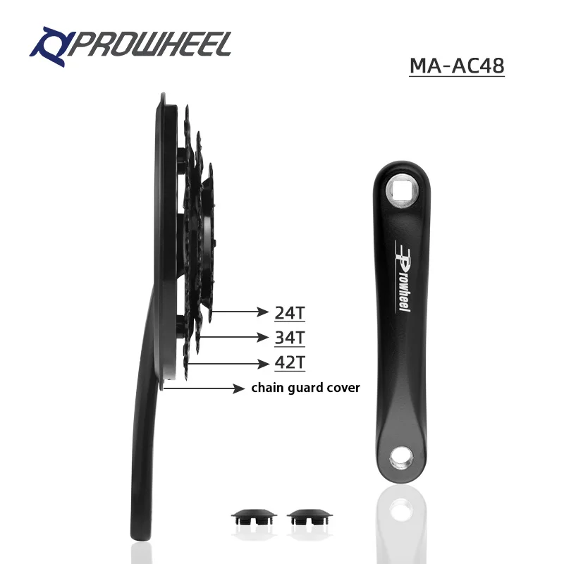 PROWHEEL MA-AC48 Square hole 170mm Crankset 3*8 Speed 24/34/42T Chainrings aluminum alloy Crank arms for MTB Mountain Bike Parts