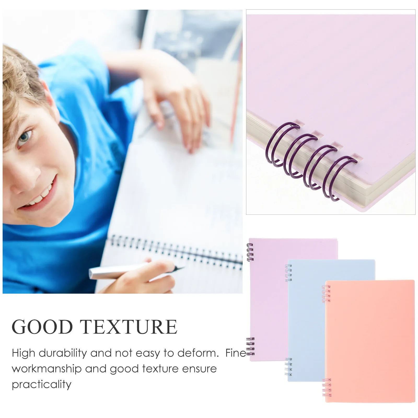 3Pcs Color Divided Spiral Notebook Premium Texture Portable Notebook for Notes Journaling Creative Writing Task Planning