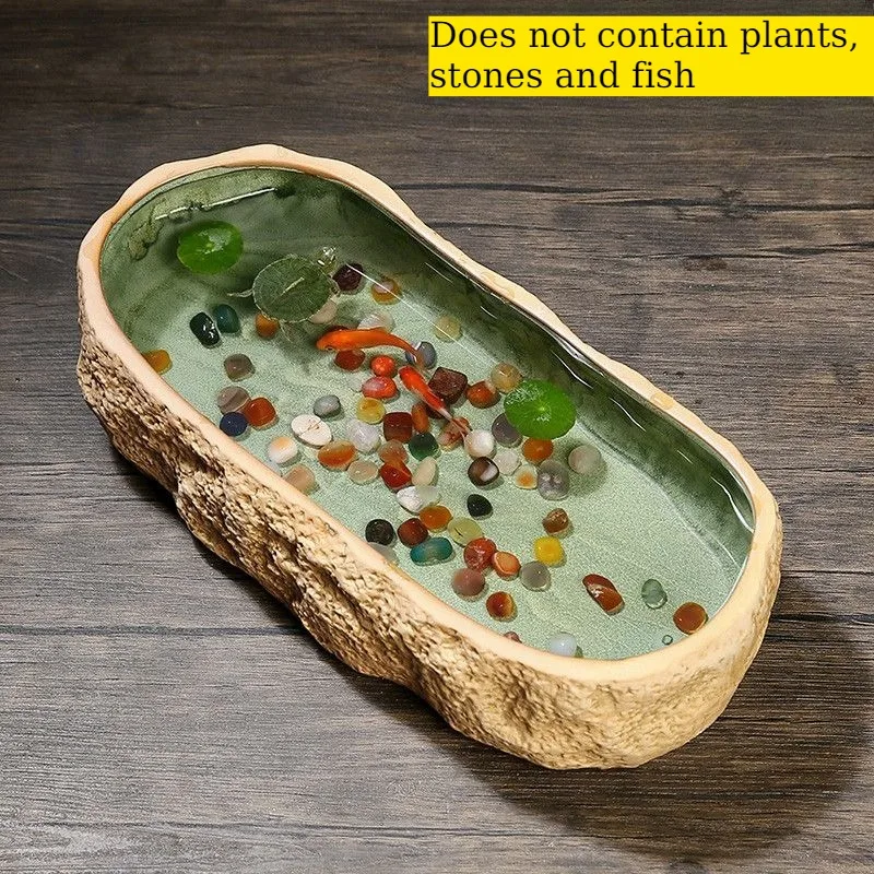 Ceramic Flower Pots Non Porous Hydroponic Pots for Plants Creative Stone Imitation Flowerpots Modern Home Decoration Supplies