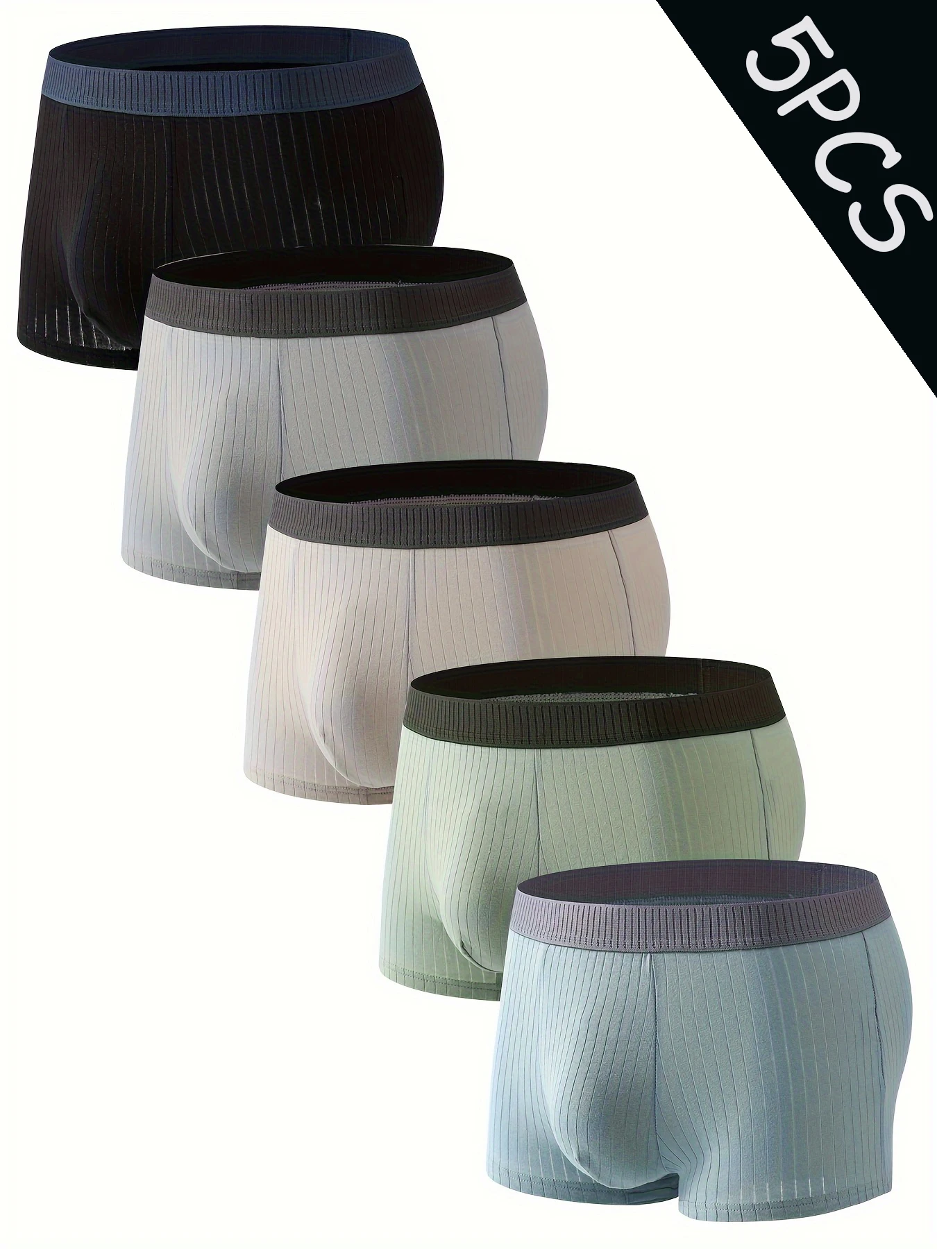 

Мужское нижнее белье: комплект из 5 штук (шорты) – мягкий хлопок, повседневный стиль, дышащий и комфортный