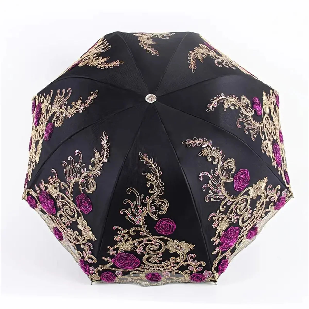 1pcs Lace Embroidery Parasol Anti-UV Folding Umbrella UPF50+ Vintage Flower Embroidery Umbrella Princess Umbrella Gift Umbrella