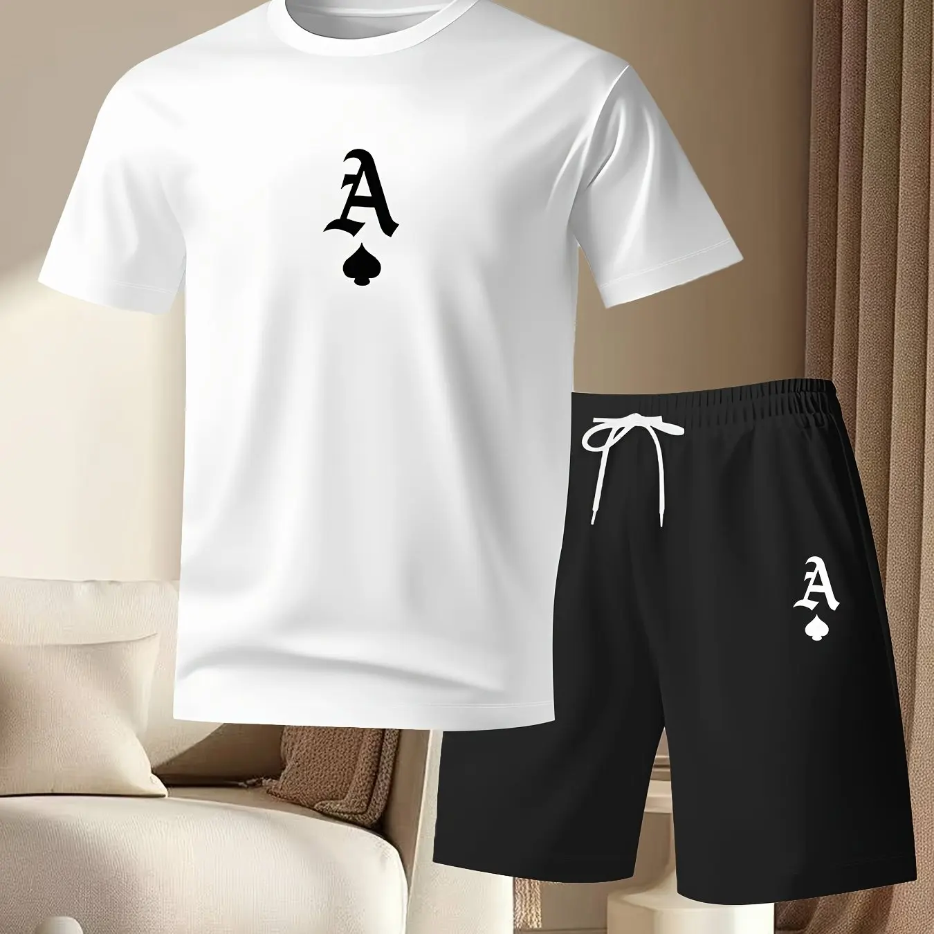 

Men's suit trendy mesh, breathable and sweat-wicking outdoor casual T-shirt set