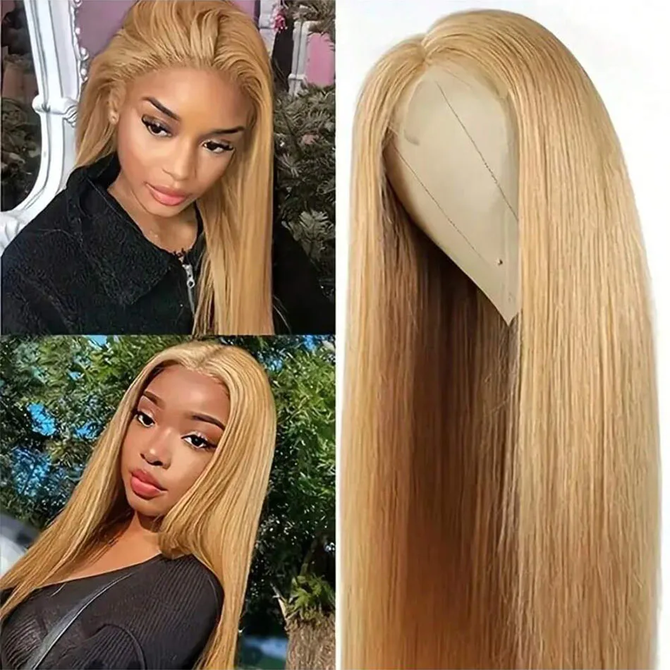 

13x6 HD Transparent Lace Front Wigs For Black Women 200% Density Bone Straight Honey Blonde Human Hair Wigs Pre Plucked 30 Inch