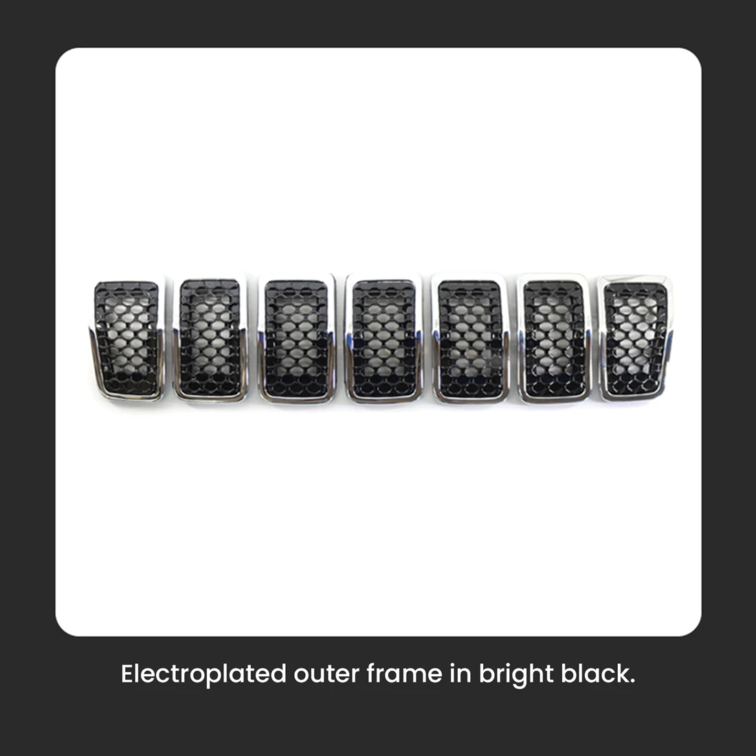 

A48P-Front Grille Inserts Frame For Jeep Cherokee 2019-2022 6AZ88DX8AB 63257203224 6AZ88XS9AB Mesh Honeycomb Design Chrome Black