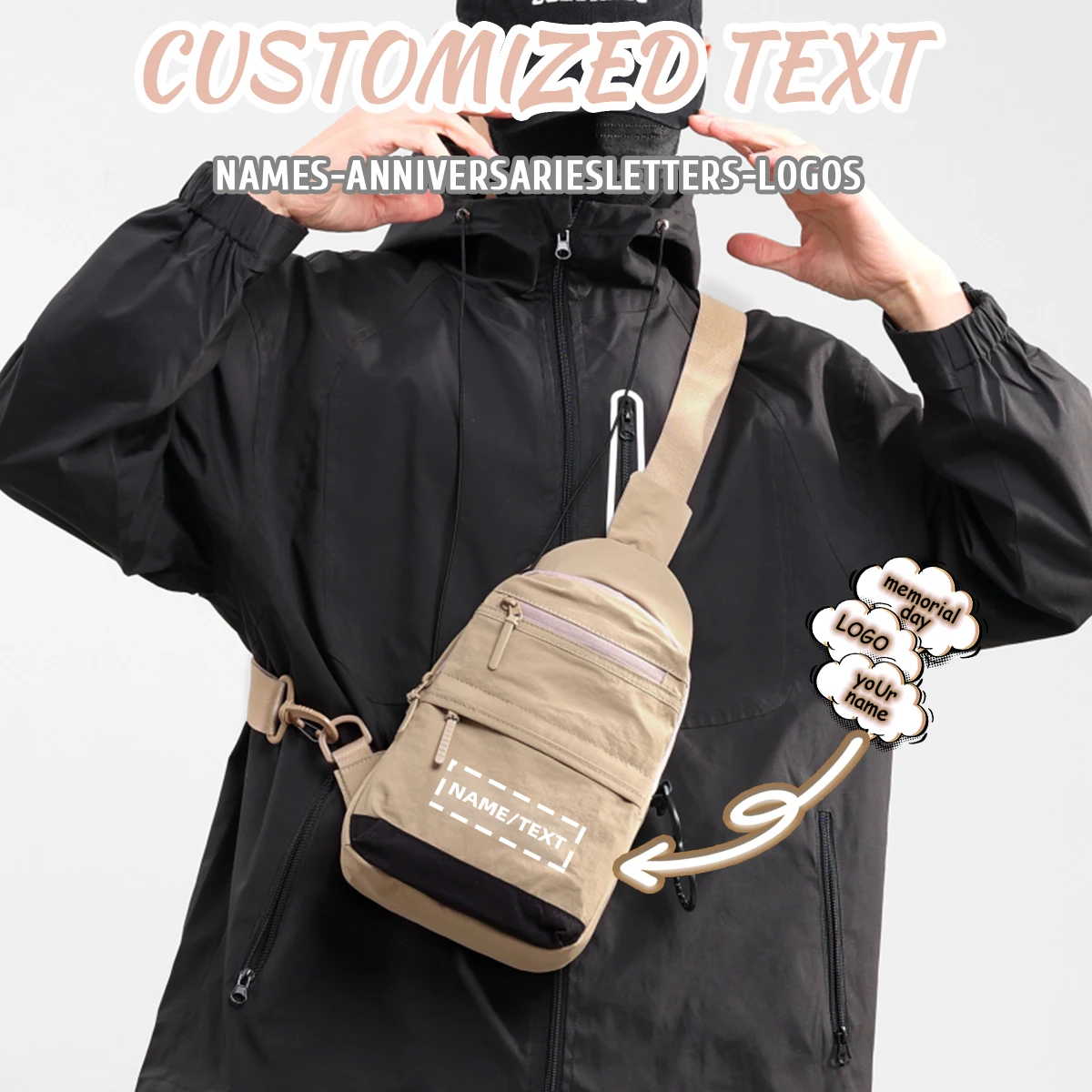 

Custom Logo Men's Crossbody Bag, Single Shoulder Small Backpack, Chest Bag for Women, Cycling Outdoor Sports Crossbody Bag, Hiking Tablet Lightweight Mountaineering Bag, Student Personalized DIY