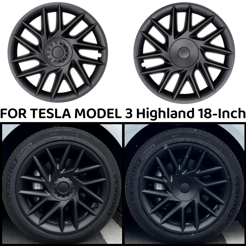 4PCS 18-Inch HubCap for New Tesla Model 3 Highland 2024 Performance Replacement Wheel Cap Automobile Full Rim Cover Accessories