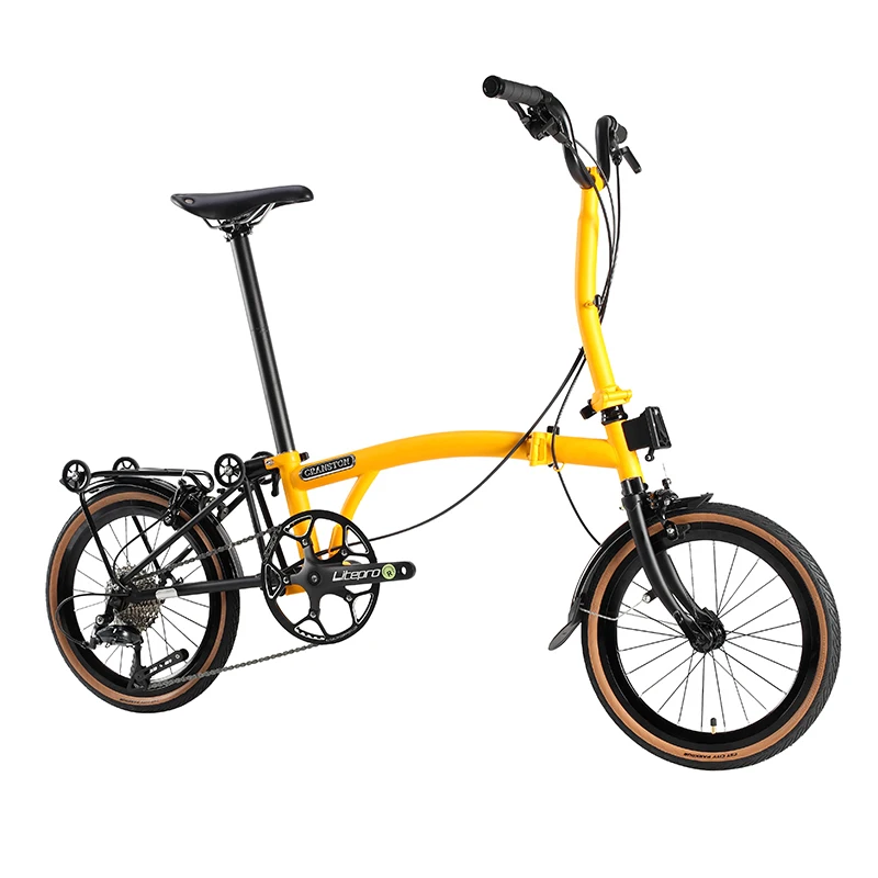 Retro City Folding Bike 20 Inch External 9 Speed CRANSTON Dual C-Brake Portable CRMO Tri Fold Frame 53T Crankset 349 Wheel