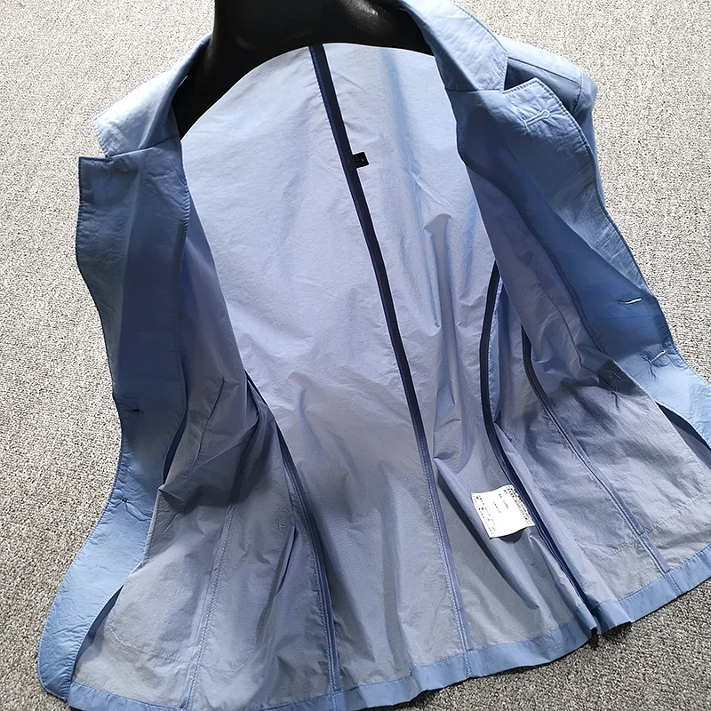 

Водонепроницаемый дышащий легкий мужской повседневный пиджак-жакет на весну-лето, тонкий, модный, приталенный, на двух пуговицах, с одной застежкой