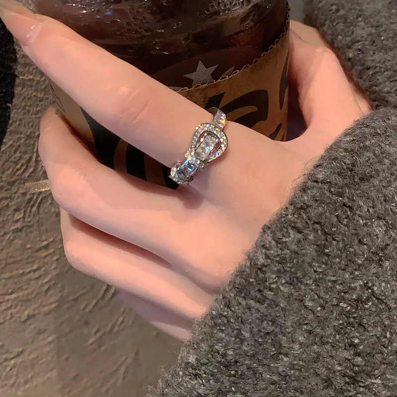 

Luxury 18K Gold Plated Open Ring with Zircon Bold Adjustable Statement Finger Jewelry for Women Elegant Minimalist Gift