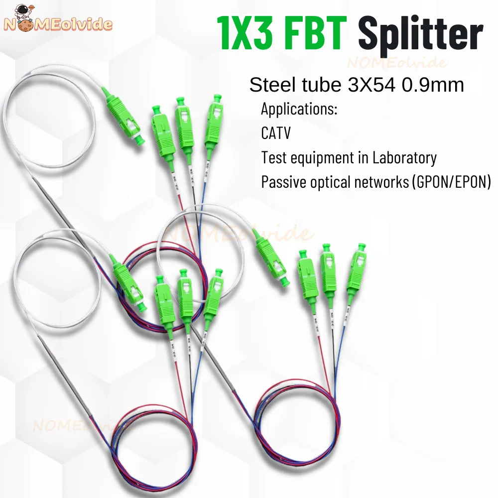 광섬유 커넥터 포함 FBT 스플리터, SC, APC, SC, UPC, 1X3, 0.9mm, 1 개