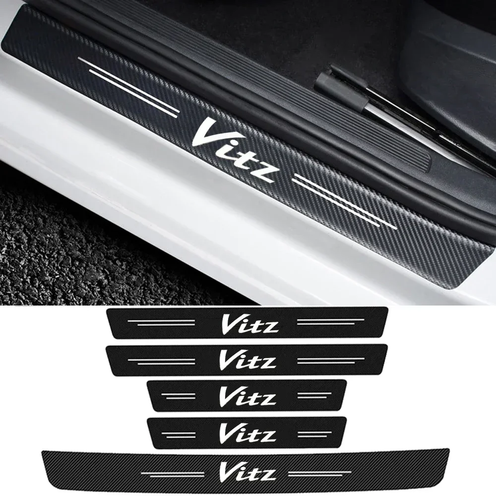 Car Door Sill Protective Sticker Rear Trunk Bumper Threshold Decals for Toyota VITZ Logo 2021 2020 2019 2018 2017 Accessories