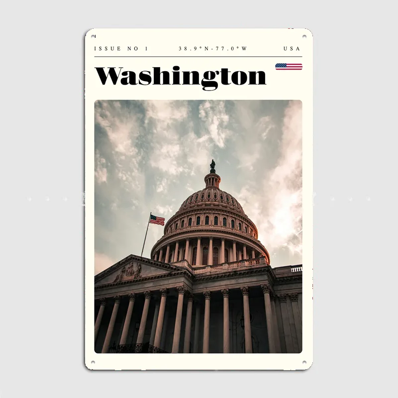 Washington D.C. Capitol Travel Metal Custom Sign Living Room Wall Indoor Decor Room Decoration Bedroom Posters Home Decor